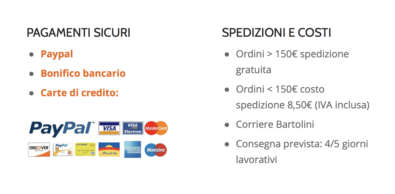 pagamenti e spedizioni