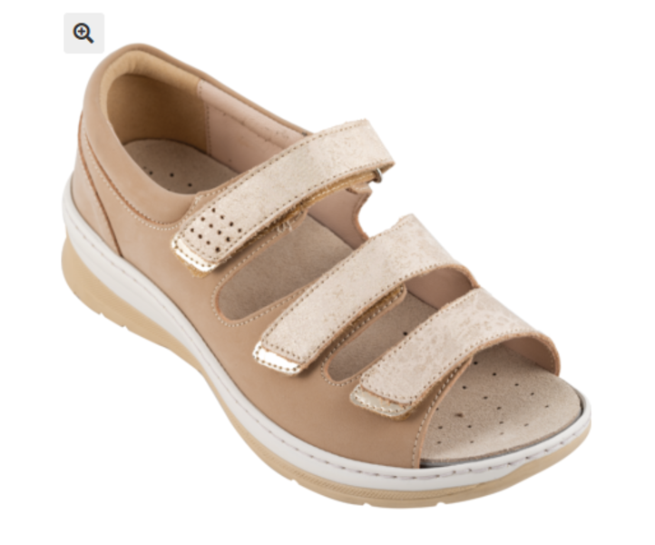 Sandalo donna Ecosanit Beky biomeccanica triplo velcro beige