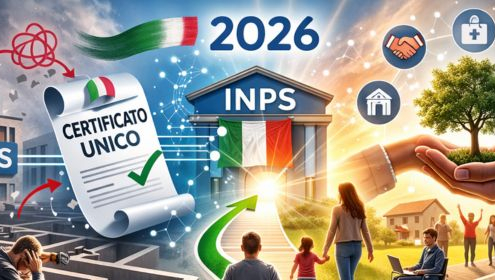 Illustrazione della riforma invalidit&agrave; 2026: passaggio da burocrazia ASL a certificazione unica INPS e progetto di vita personalizzato