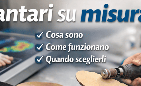 Plantari su misura realizzati da tecnico ortopedico con lavorazione manuale e analisi dell&rsquo;appoggio del piede