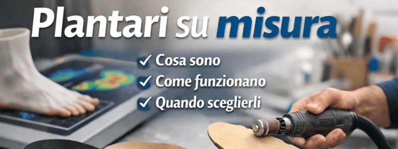 Plantari su misura realizzati da tecnico ortopedico con lavorazione manuale e analisi dell’appoggio del piede